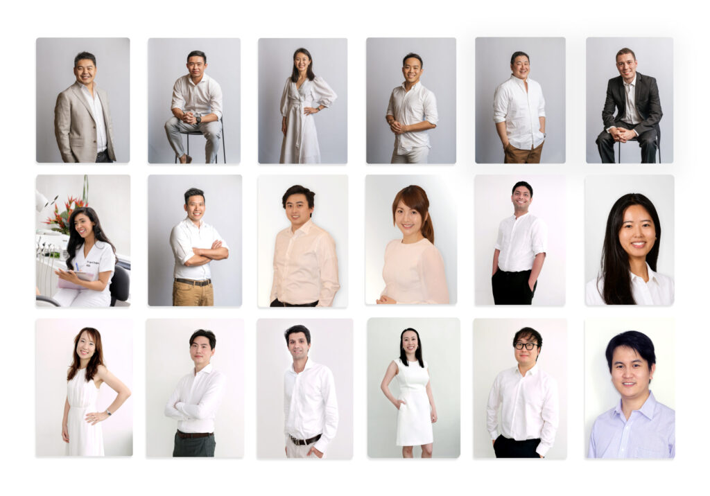 Collage of dental team portraits